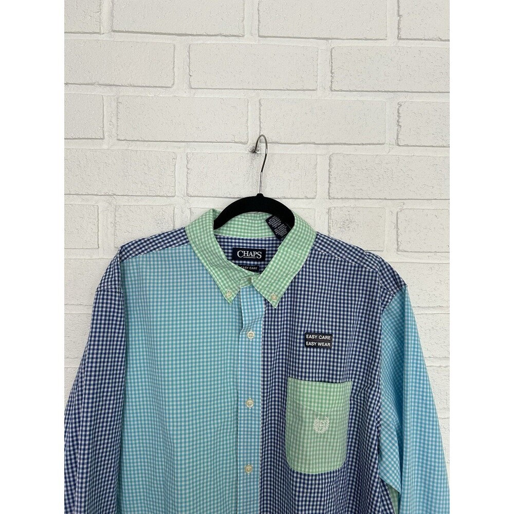 Chaps Button Up Shirt Mens XL Easy Care Mulicolor Check Long Sleeve